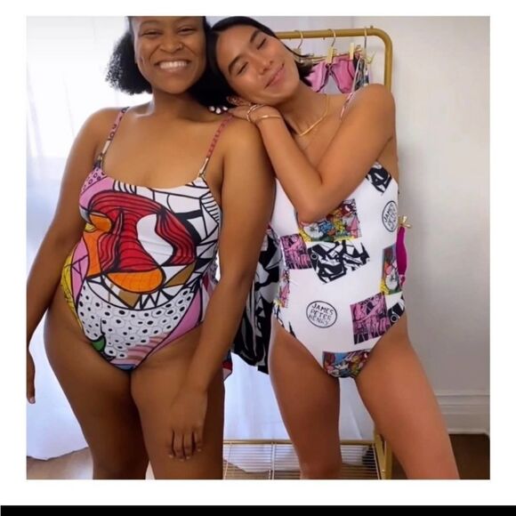 NEW SWIMINISTA X JAMES PETER HENRY Marvelous one-piece art toss print M - Picture 12 of 12